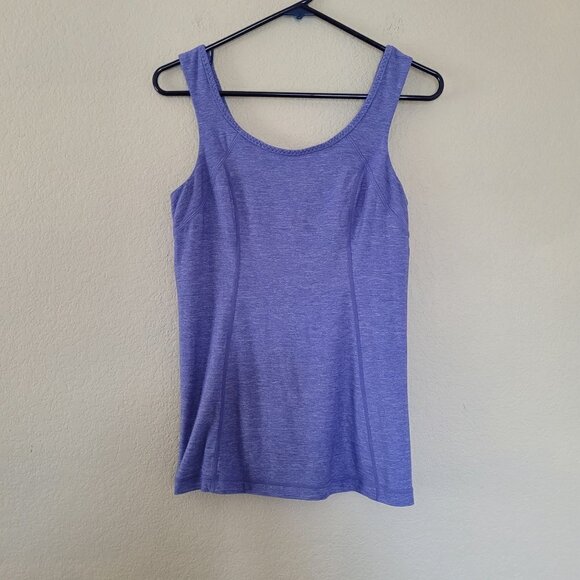 Lululemon Run Free Luon Purple Tank Size 6 Zip Pocket Ruffle Yoga Workout - Picture 1 of 5